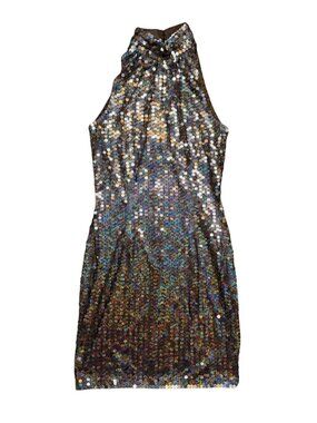 black glitter halter neck dress Italia Azure Halterneck Sequin Maxi Dress Black